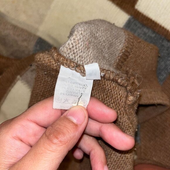 Vintage LambWool Cashmee Blend Patchwork Turtleneck Sweater Women Size Medium - Picture 7 of 9